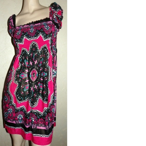 Chesley NWT Pink Black Print Dress Size L - Picture 7 of 7